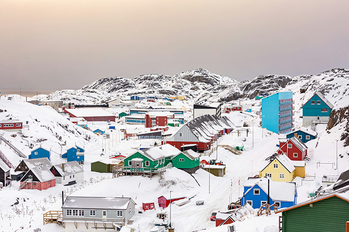 Stock photo of a town on Greenland