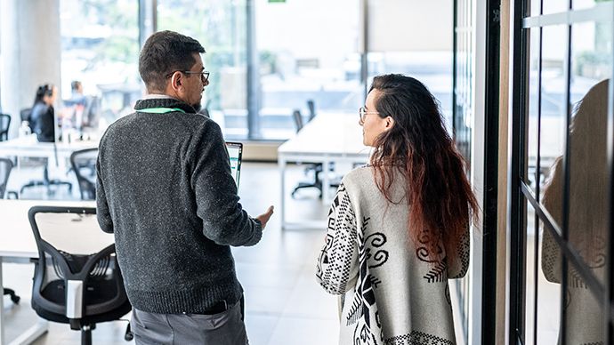Man and woman discussing